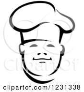 Clipart Of A Happy Black And White Male Chef Wearing A Toque Hat 18 Royalty Free Vector Illustration