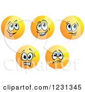 Poster, Art Print Of Round Yellow Smiley Face Emoticons In Different Moods 3