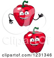 Clipart Of Red Bell Pepper Characters Royalty Free Vector Illustration