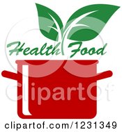 Poster, Art Print Of Red Pot With Green Leaves And Health Food Text