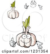 Clipart Of A Smiling Garlic Character Royalty Free Vector Illustration