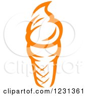 Clipart Of A Orange Soft Serve Ice Crem Cone Royalty Free Vector Illustration