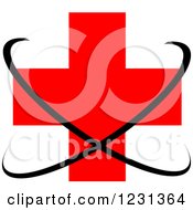Clipart Of A Medical First Aid Cross With Black Swooshes Royalty Free Vector Illustration by Vector Tradition SM