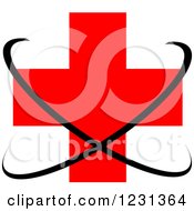 Poster, Art Print Of Medical First Aid Cross With Black Swooshes