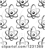 Poster, Art Print Of Black And White Seamless Atom And Molecule Pattern 4