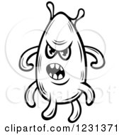 Clipart Of A Mad Black And White Amoeba Or Monster Royalty Free Vector Illustration