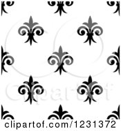Clipart Of A Seamless Black And White Fleur De Lis Background Pattern 2 Royalty Free Vector Illustration