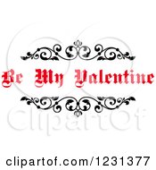 Poster, Art Print Of Be My Valentine Text With Black Floral Borders