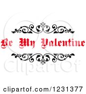 Clipart Of A Be My Valentine Text With Black Floral Borders Royalty Free Vector Illustration by Vector Tradition SM