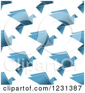 Seamless Background Pattern Of Blue Origami Doves
