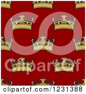 Clipart Of A Seamless Background Pattern Of Gold Crowns On Red Royalty Free Vector Illustration