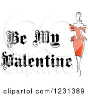 Poster, Art Print Of Be My Valentine Text With A Lady In Red