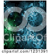 Clipart Of A Background Of Green And Blue Pixels Royalty Free Vector Illustration
