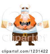 Poster, Art Print Of Drunk Red Haired Viking Man With Beer