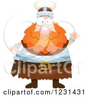Poster, Art Print Of Friendly Waving Red Haired Viking Man
