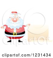 Poster, Art Print Of Happy Santa Claus With A Scroll Sign