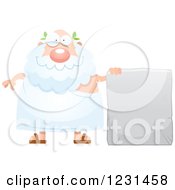 Poster, Art Print Of Happy Greek Man By A Stone Tablet Sign