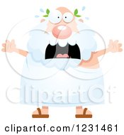 Clipart Of A Scared Screaming Greek Man Royalty Free Vector Illustration by Cory Thoman