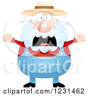 Poster, Art Print Of Scared Screaming Senior Male Farmer