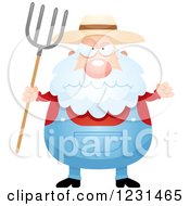 Poster, Art Print Of Mad Senior Male Farmer With A Pitchfork