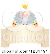 Poster, Art Print Of Happy King Over A Banner