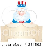 Poster, Art Print Of Happy Uncle Sam Over A Banner Label