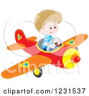 Poster, Art Print Of Caucasian Boy Flying A Plane