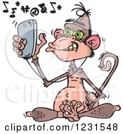 Poster, Art Print Of Mad Wise Monkey Texting And Listening To Music On A Cell Phone