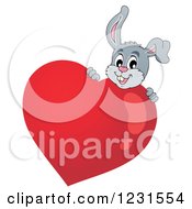 Poster, Art Print Of Valentine Bunny Rabbit Behind A Heart