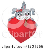 Poster, Art Print Of Valentine Bunny Rabbit Couple Behind A Heart