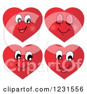 Poster, Art Print Of Red Valentine Heart Emoticon Faces With Different Expressions 2