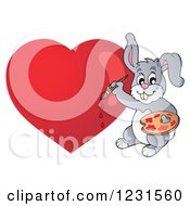 Poster, Art Print Of Valentine Bunny Rabbit Painting A Heart