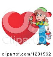 Poster, Art Print Of Young Woman Painting A Red Heart