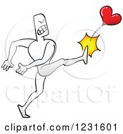 Clipart Of A Mad Man Kicking A Heart Royalty Free Vector Illustration