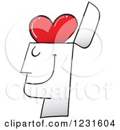 Clipart Of A Happy Man With A Heart Brain Royalty Free Vector Illustration by Zooco #COLLC1231604-0152