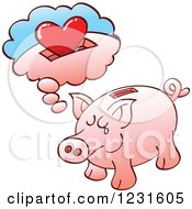 Poster, Art Print Of Lonely Piggy Bank Daydreaming Of A Heart