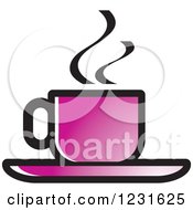 Poster, Art Print Of Purple Steamy Tea Cup And Saucer Icon