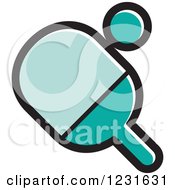 Turquoise Table Tennis Paddle And Ball Icon