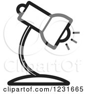 Clipart Of A Black And White Desk Lamp Icon 2 Royalty Free Vector Illustration by Lal Perera