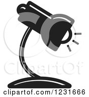 Clipart Of A Black And White Desk Lamp Icon Royalty Free Vector Illustration