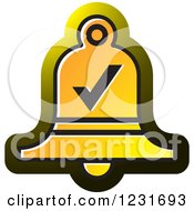 Poster, Art Print Of Yellow Bell With A Check Mark Icon