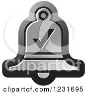 Poster, Art Print Of Silver Bell With A Check Mark Icon