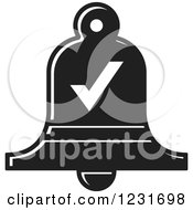 Poster, Art Print Of Black And White Bell With A Check Mark Icon