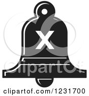 Poster, Art Print Of Black And White Bell With A Cross X Icon