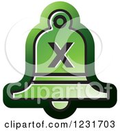 Poster, Art Print Of Green Bell With A Cross X Icon