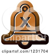 Clipart Of A Brown Bell With A Cross X Icon Royalty Free Vector Illustration