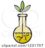 Clipart Of A Plant And Yellow Vase Icon Royalty Free Vector Illustration by Lal Perera