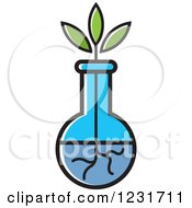 Clipart Of A Plant And Blue Vase Icon Royalty Free Vector Illustration by Lal Perera