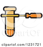 Clipart Of An Orange Test Tube And Holder Icon Royalty Free Vector Illustration