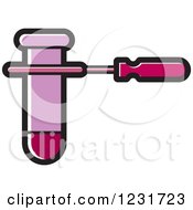 Clipart Of A Pink Test Tube And Holder Icon Royalty Free Vector Illustration